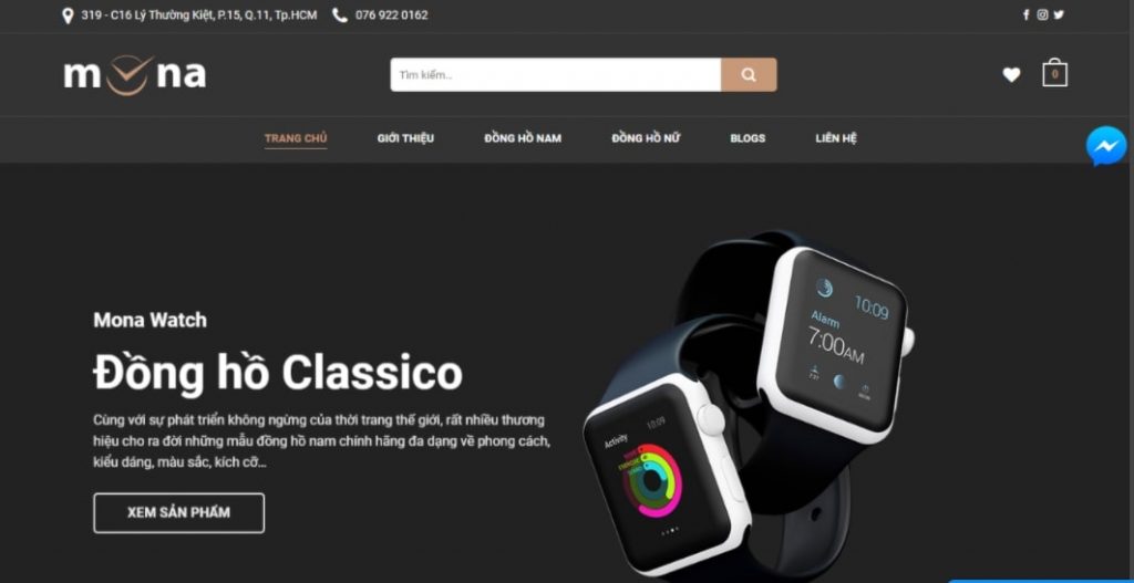 thiết kế website giới thiệu sản phẩm đồng hồ