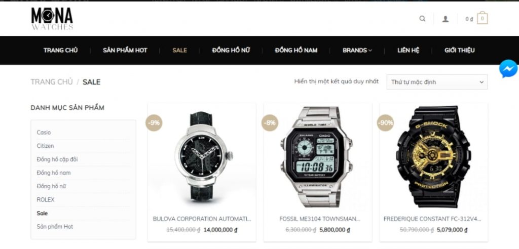 mẫu website kinh doanh đồng hồ