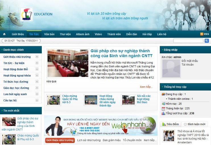 Thiết kế website trường học - giáo dục
