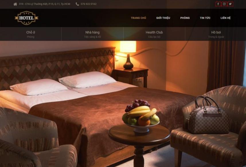 Mẫu website dịch vụ khách sạn giống leisure
