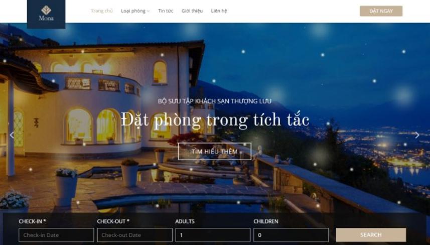 Mẫu website dịch vụ khách sạn giống luxe