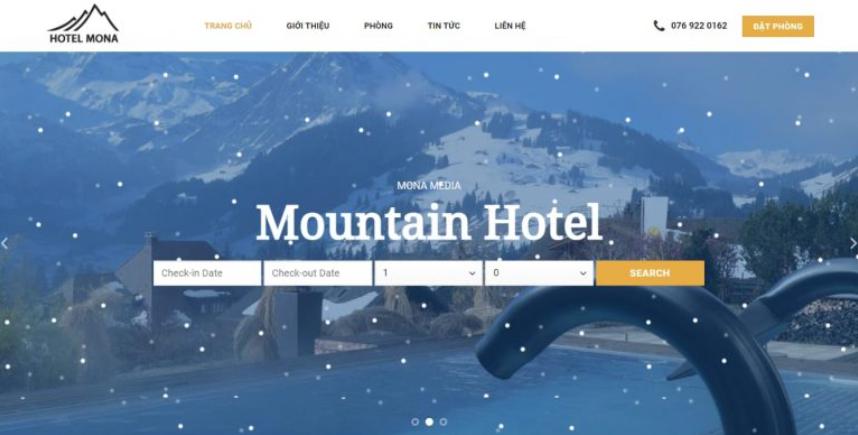 Mẫu giao diện website khách sạn giống mountain