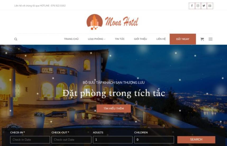 Mẫu website dịch vụ khách sạn giống swing four