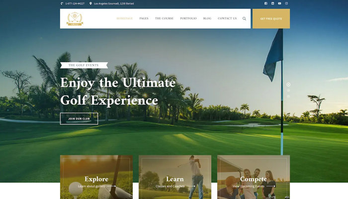 Ý tưởng thiết kế website giới thiệu sân Golf độc đáo